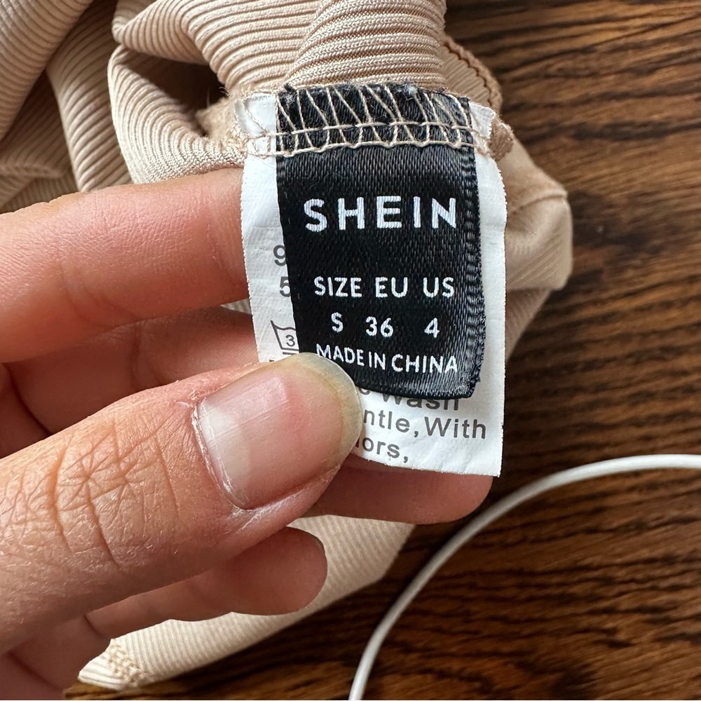 SHEIN Nude Ribbed Sleeveless high neck Bodysuit - Picture 12 of 16